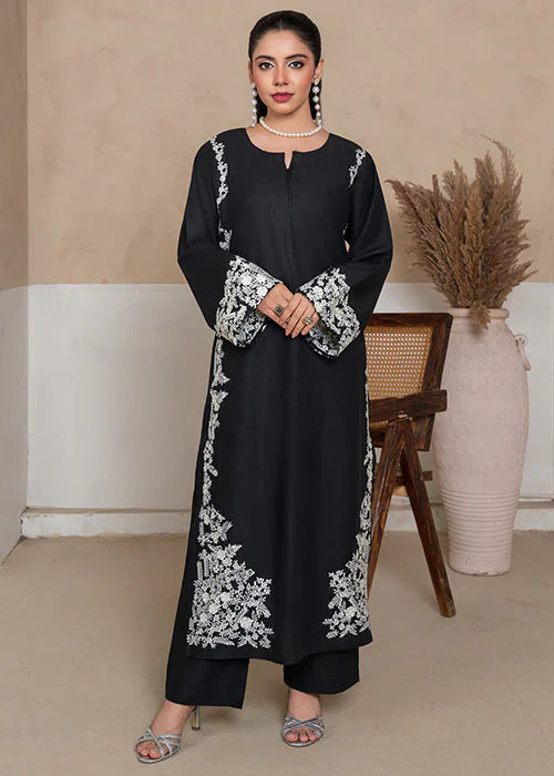 BLACK MARGARITA EMBROIDERED 2PCS